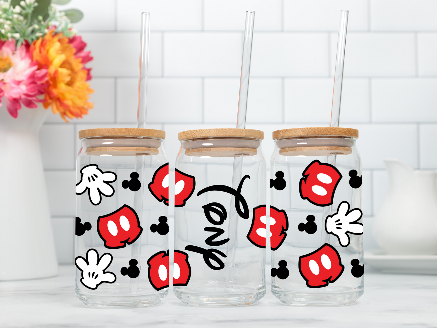 Personalized Mickey Outfit Glass Cup