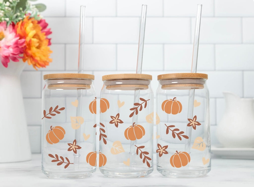 Autumn Leaves Glass Cup