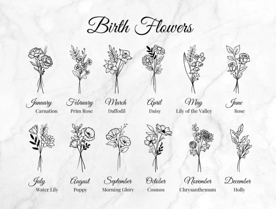 Personalized Birth Flower Glass Cup