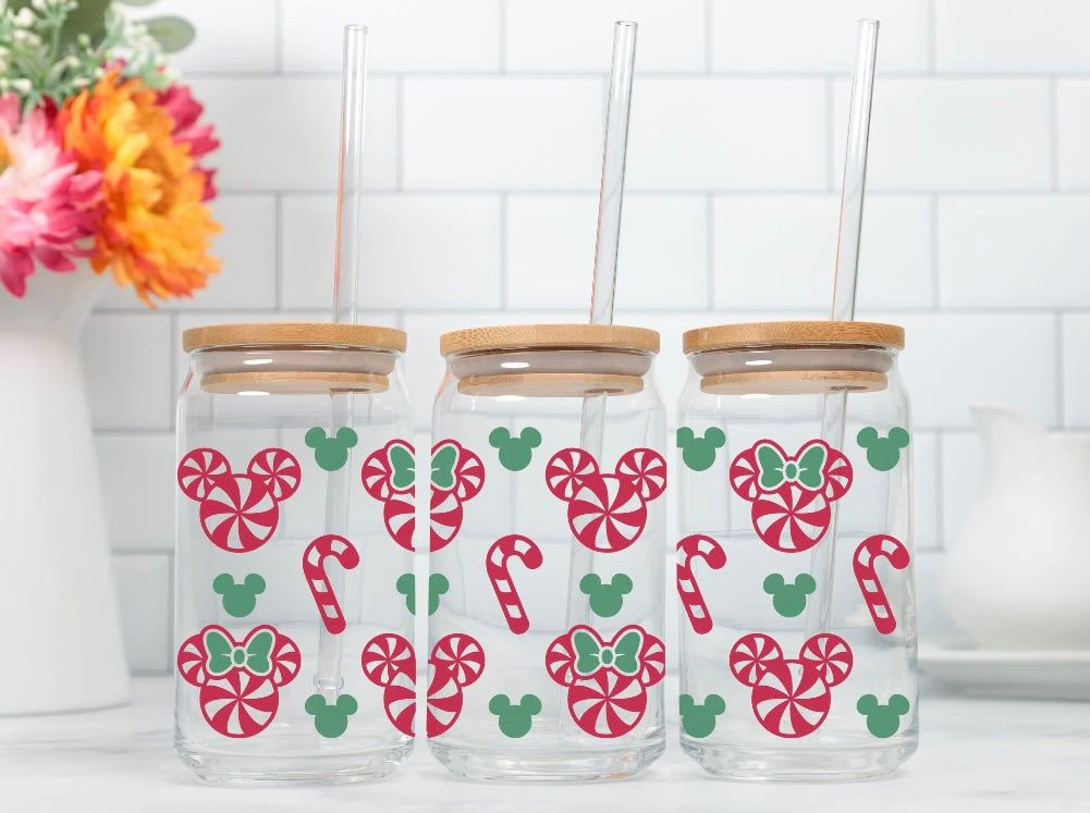 Mickey Snowflake Glass Cup