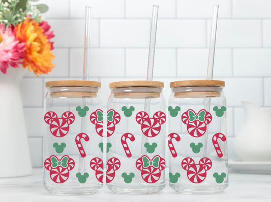 Mickey Candy Cane Glass Cup