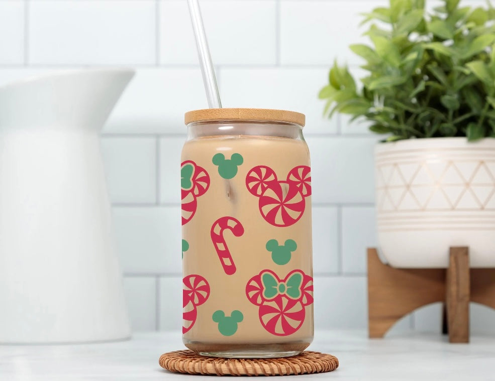 Mickey Snowflake Glass Cup