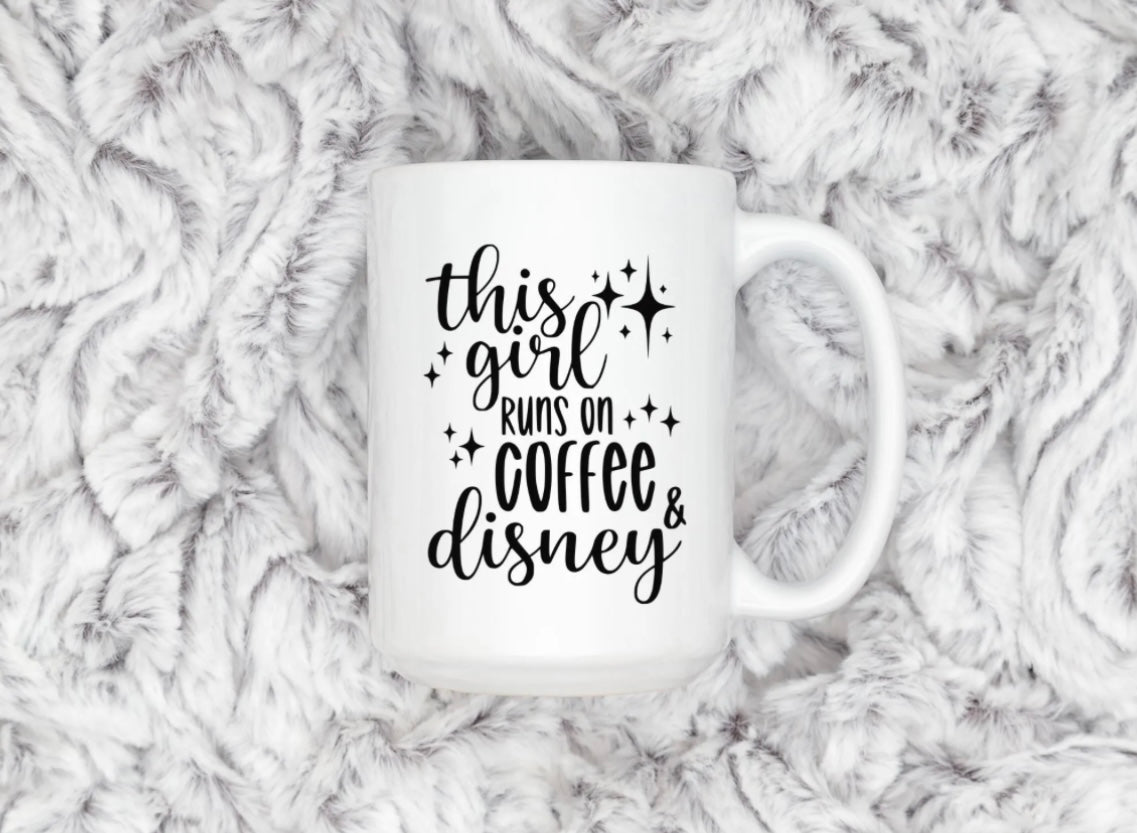 This Girl Runs on Coffee & Disney Mug