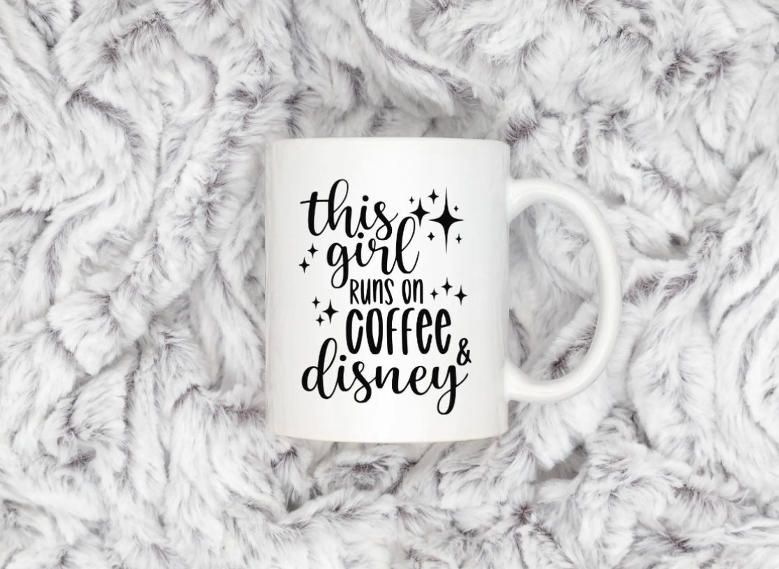 This Girl Runs on Coffee & Disney Mug