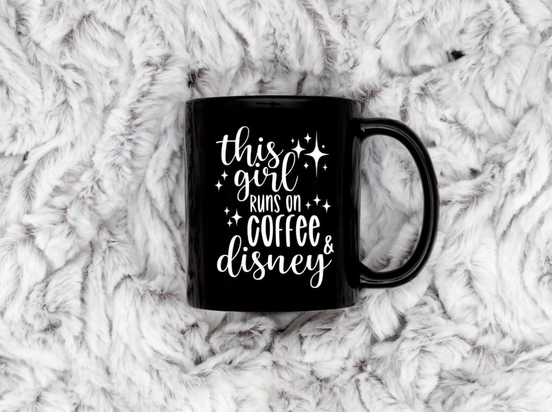 This Girl Runs on Coffee & Disney Mug