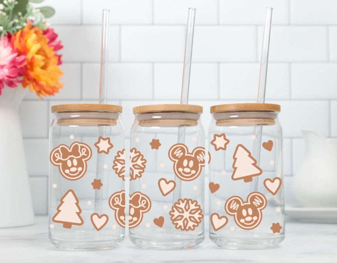 Mickey Snowflake Glass Cup