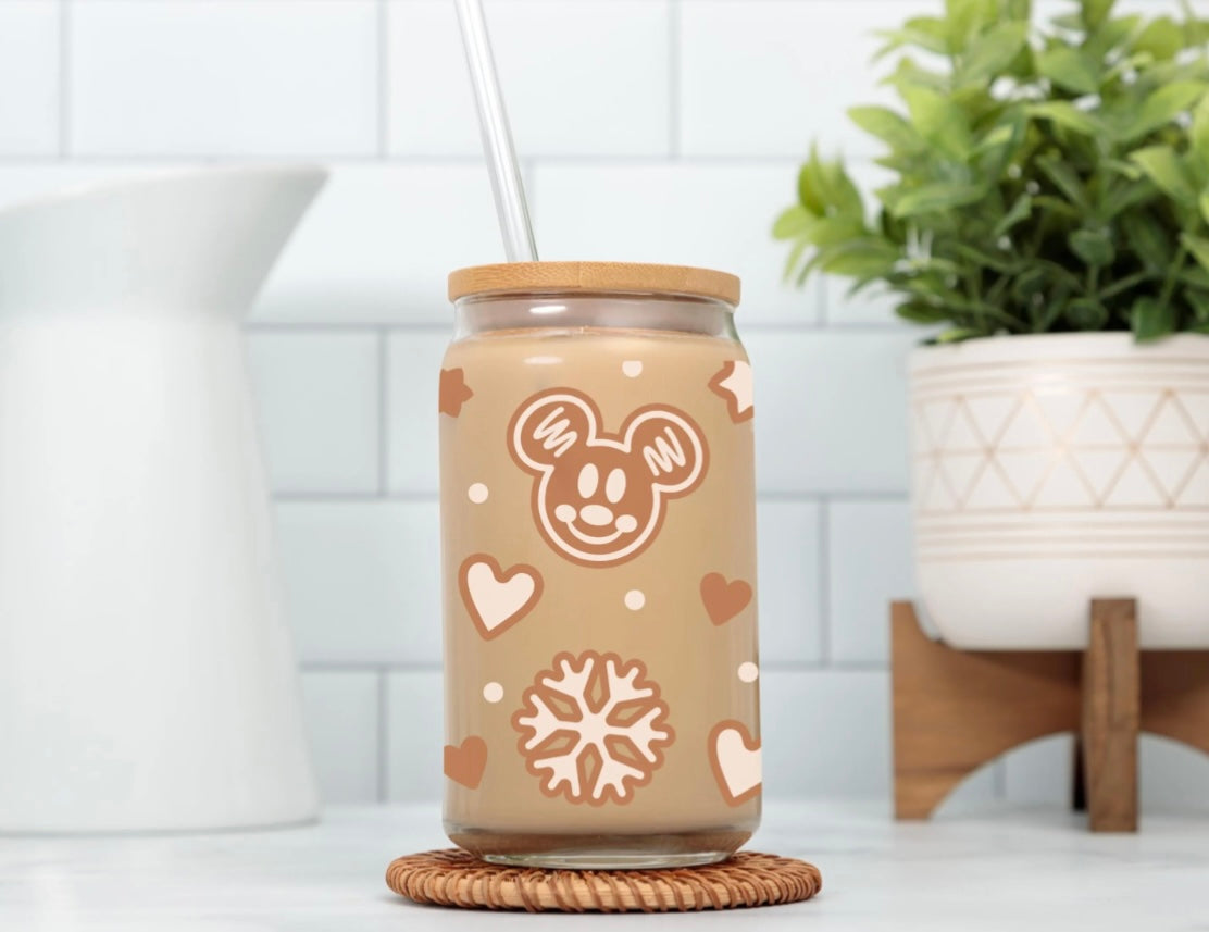 Mickey Snowflake Glass Cup