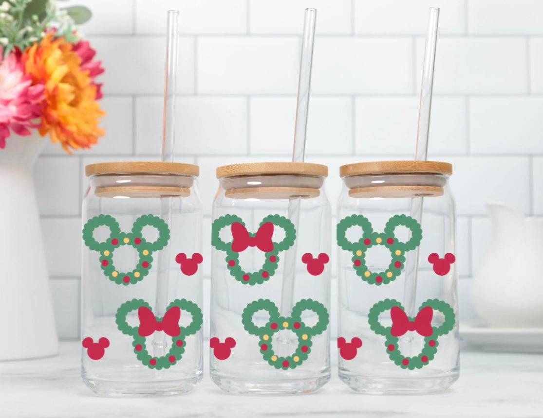 Mickey Snowflake Glass Cup