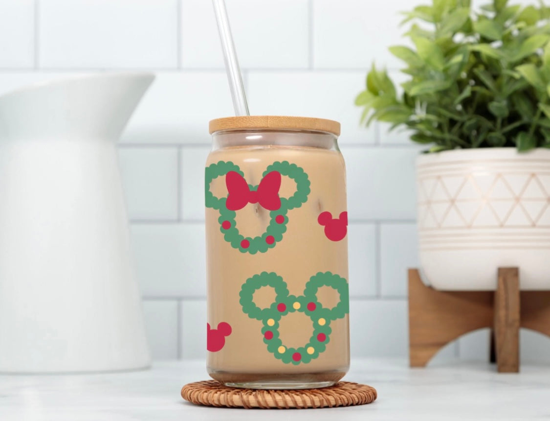 Mickey Snowflake Glass Cup