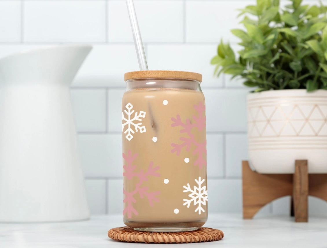 Mickey Snowflake Glass Cup