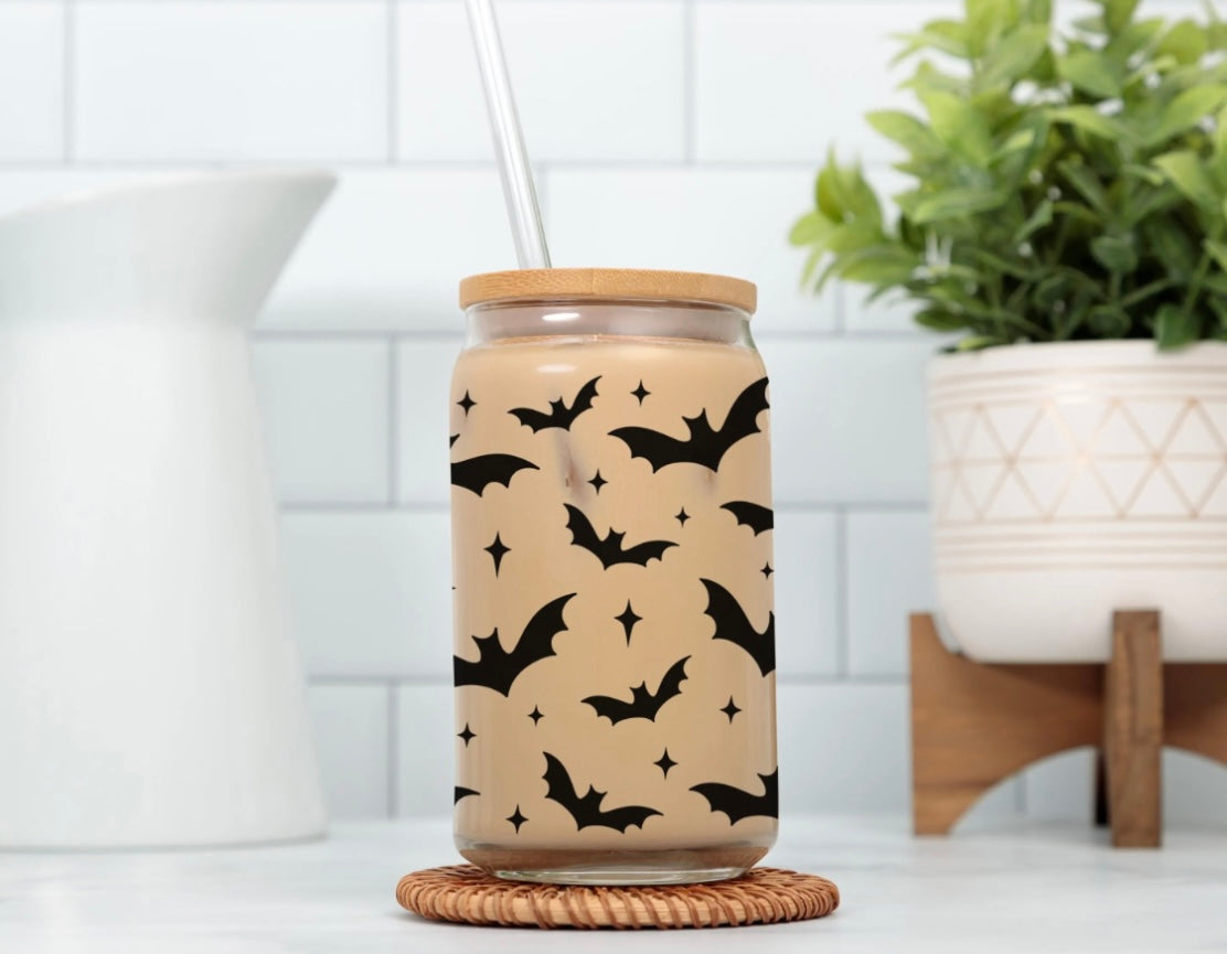 Halloween Bats Glass Cup