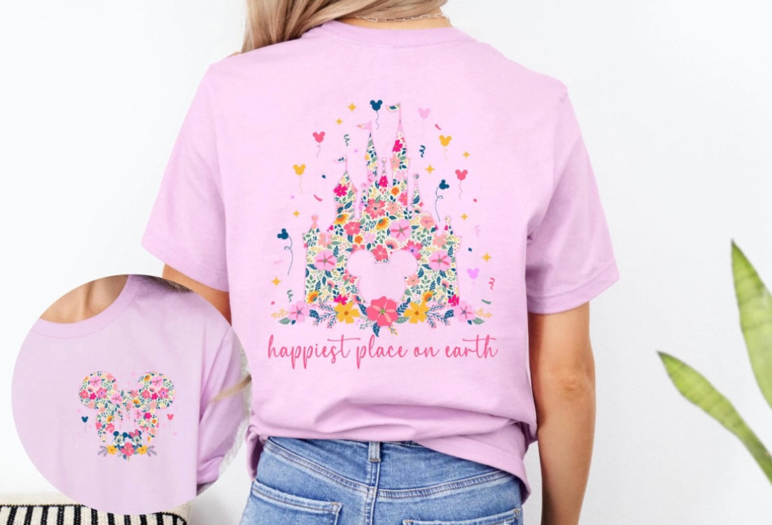 Floral Castle Happiest Place on Earth Shirt