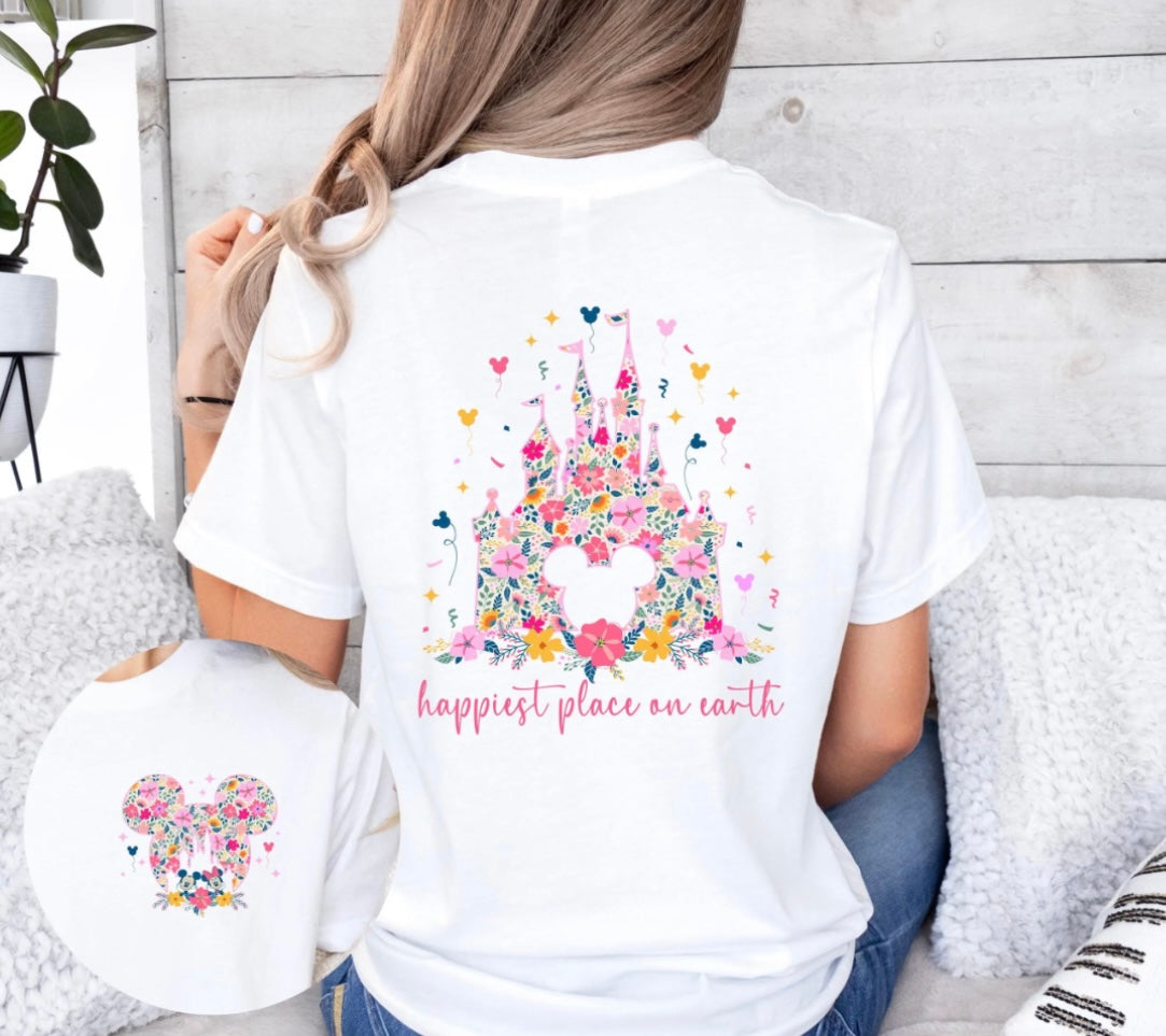 Floral Castle Happiest Place on Earth Shirt
