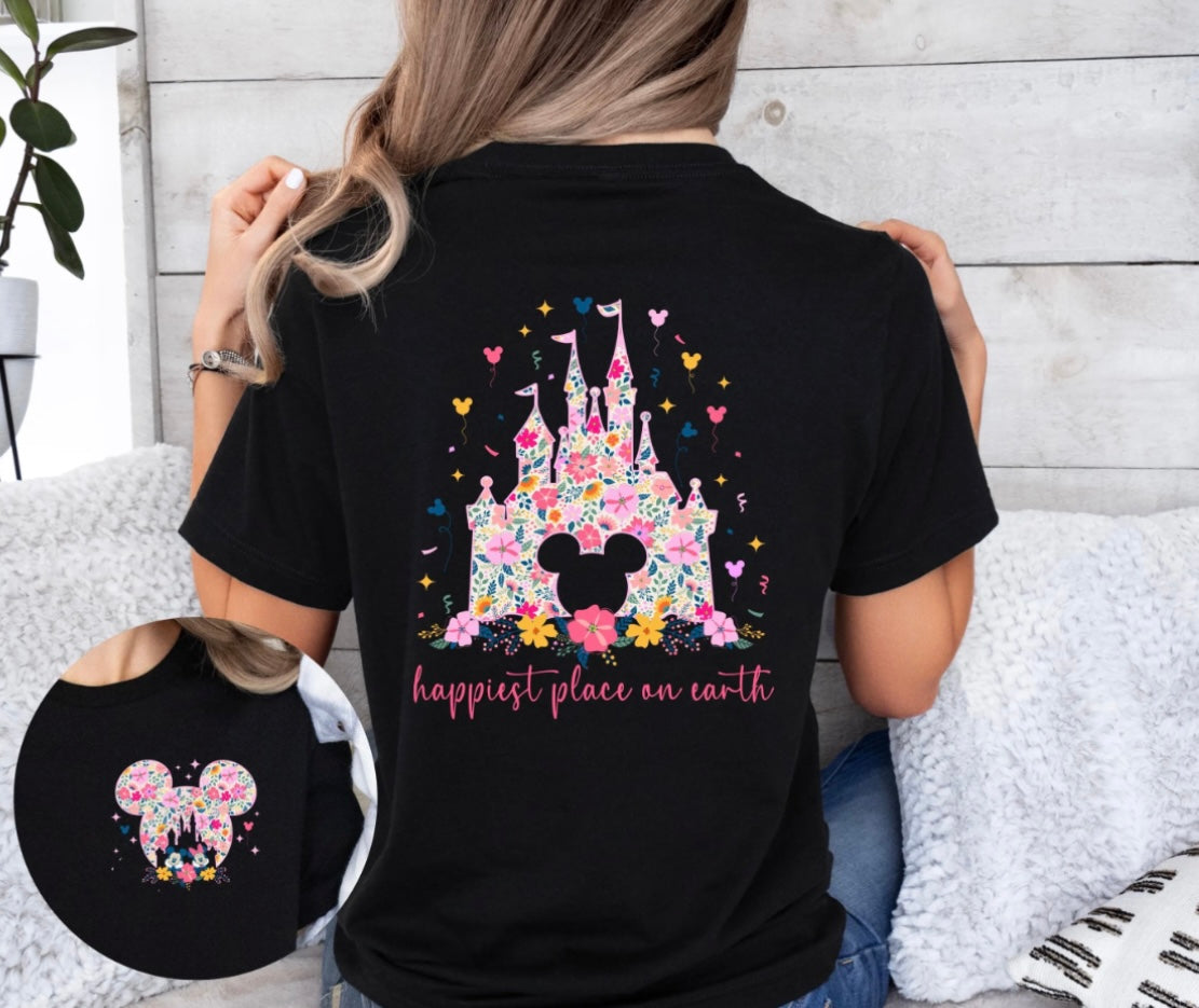 Floral Castle Happiest Place on Earth Shirt