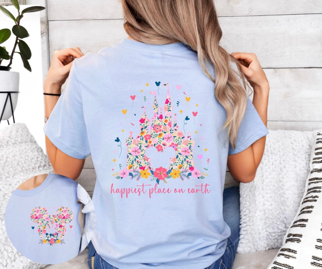 Floral Castle Happiest Place on Earth Shirt