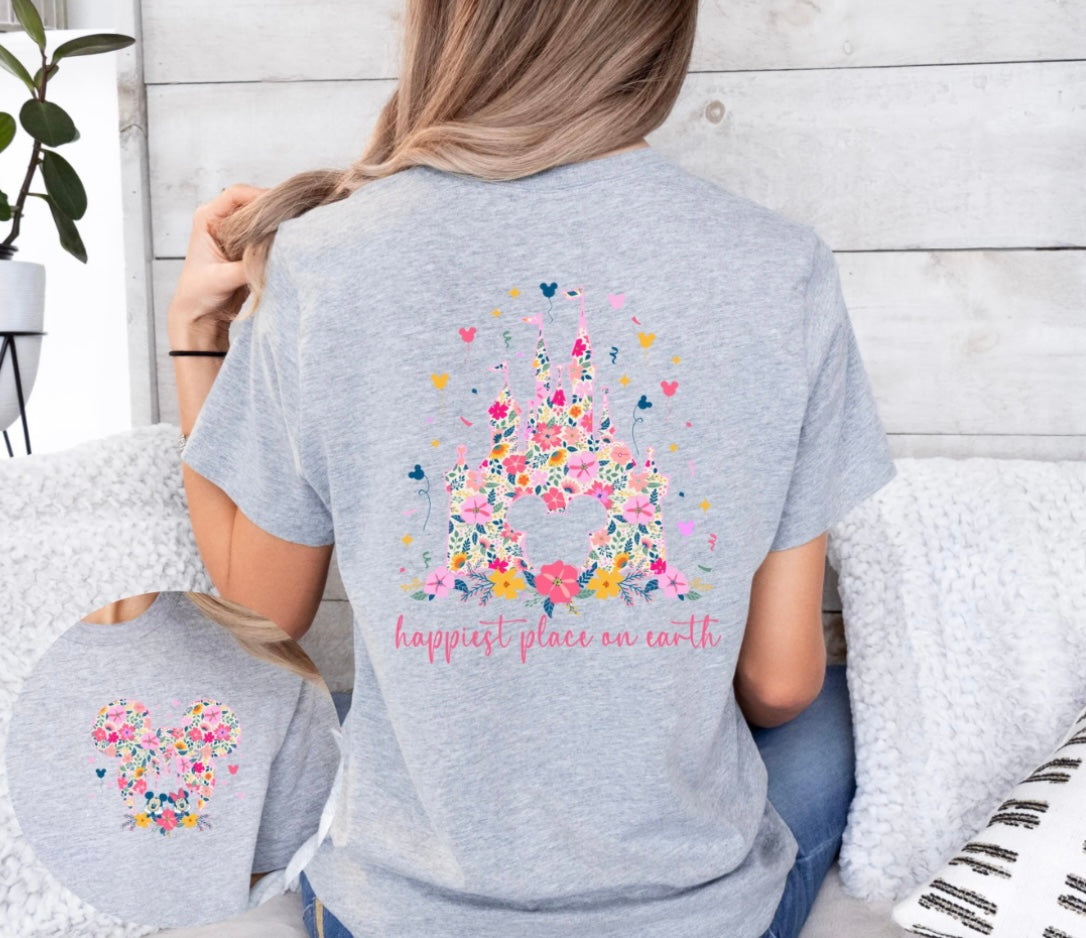 Floral Castle Happiest Place on Earth Shirt