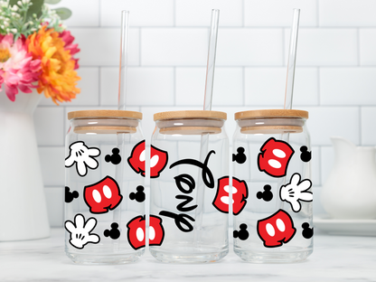 Personalized Mickey Outfit Glass Cup