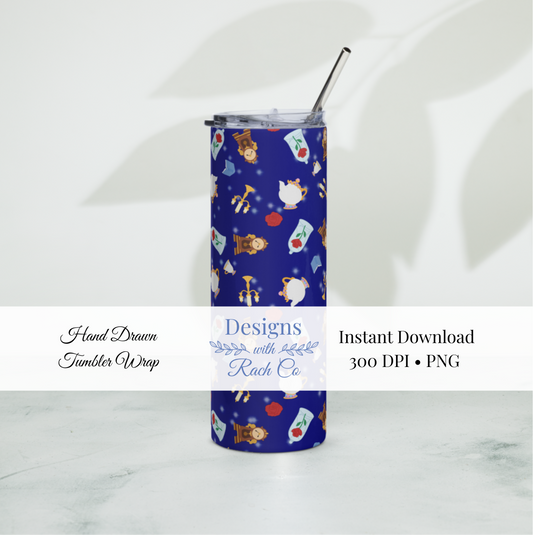 Enchanted Princess Tumbler Wrap - Midnight Background