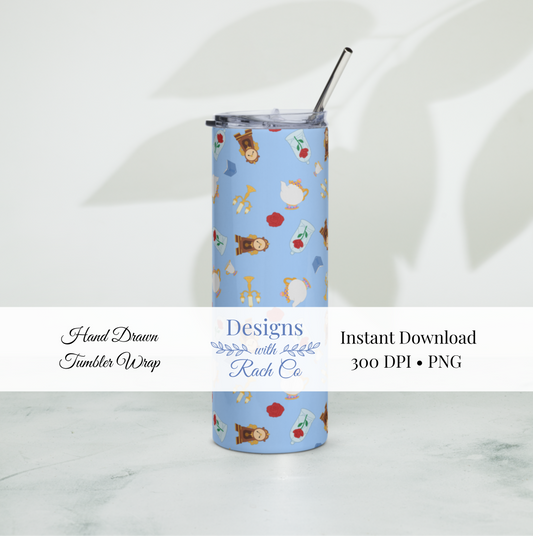 Enchanted Princess Tumbler Wrap - Light Blue