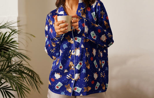 Enchanted Princess Long Sleeve Pajama Top - Midnight Background