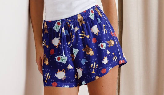 Enchanted Princess Pajama Shorts - Midnight Background